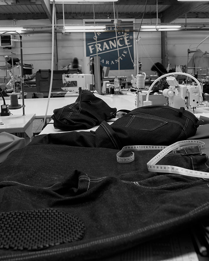 atelier de fabrication en France de jeans moto