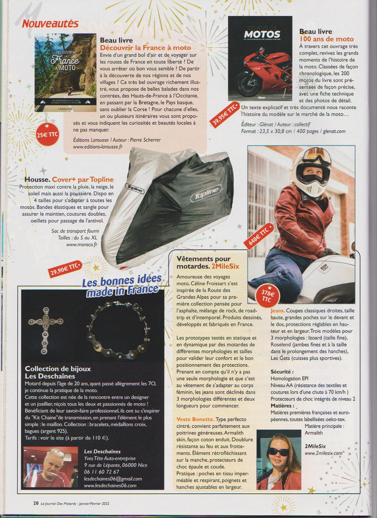 le journal des motards parle de 2milesix dans ses pages shopping